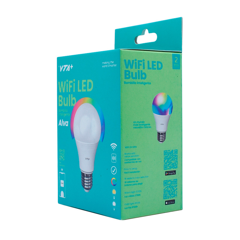 Bombilla de luz inteligente WiFi 9W E27 Control de sincronización RGB  Cambio de color regulable para modo , hogar, AC100-130V, dormitorio - 2  piezas Sunnimix bombilla inteligente