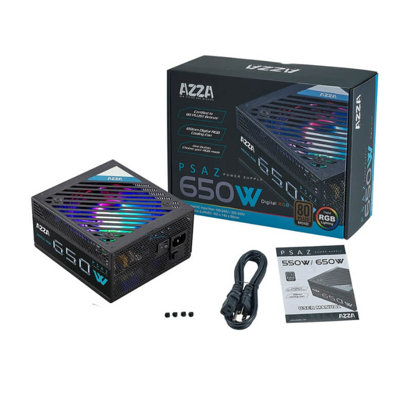 Fuente de Poder 650W AZZA PSAZ 650 80-PLUS Bronce ARGB