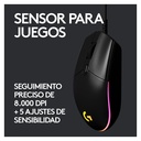 Mouse Óptico Gaming Logitech G203 LIGHTSPEED Negro 8000DPI 6 Botones