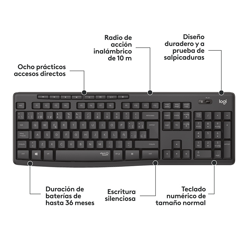 Teclado Inalámbrico Logitech MK295 Inalámbrico - USB