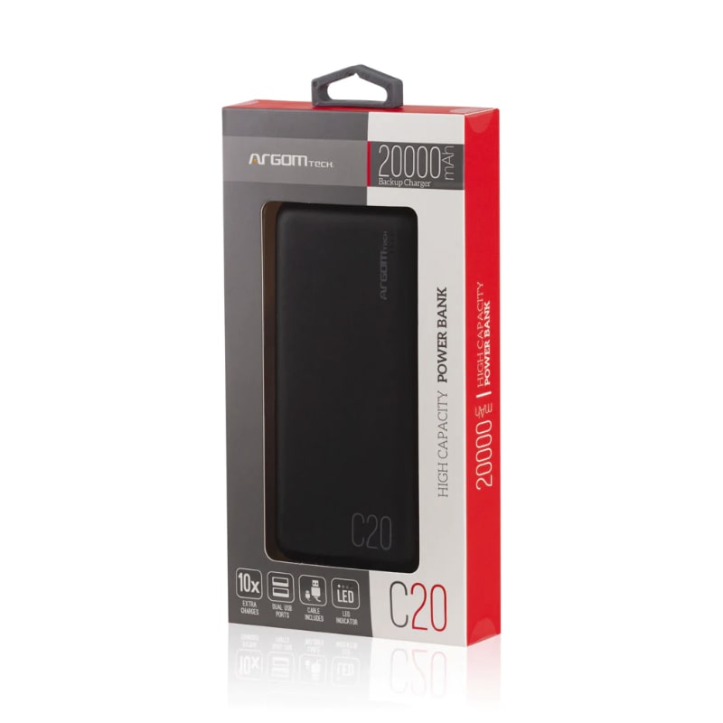 PowerBank Argom C20 20000mAh 2xUSB Negro