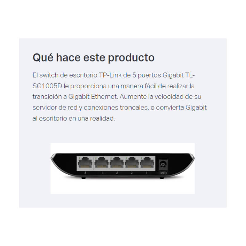 Switch TP-Link TL-SG1005D 5 Puertos 10/100/1000Mbps