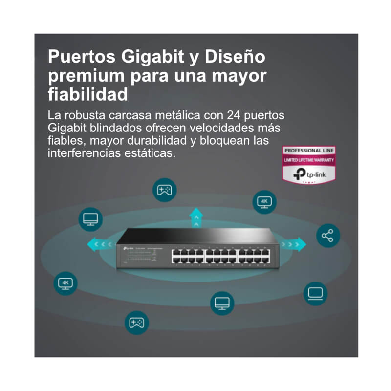 Switch TP-Link TL-SG1024D 24 Puertos 10/100/1000Mbps Rackmount