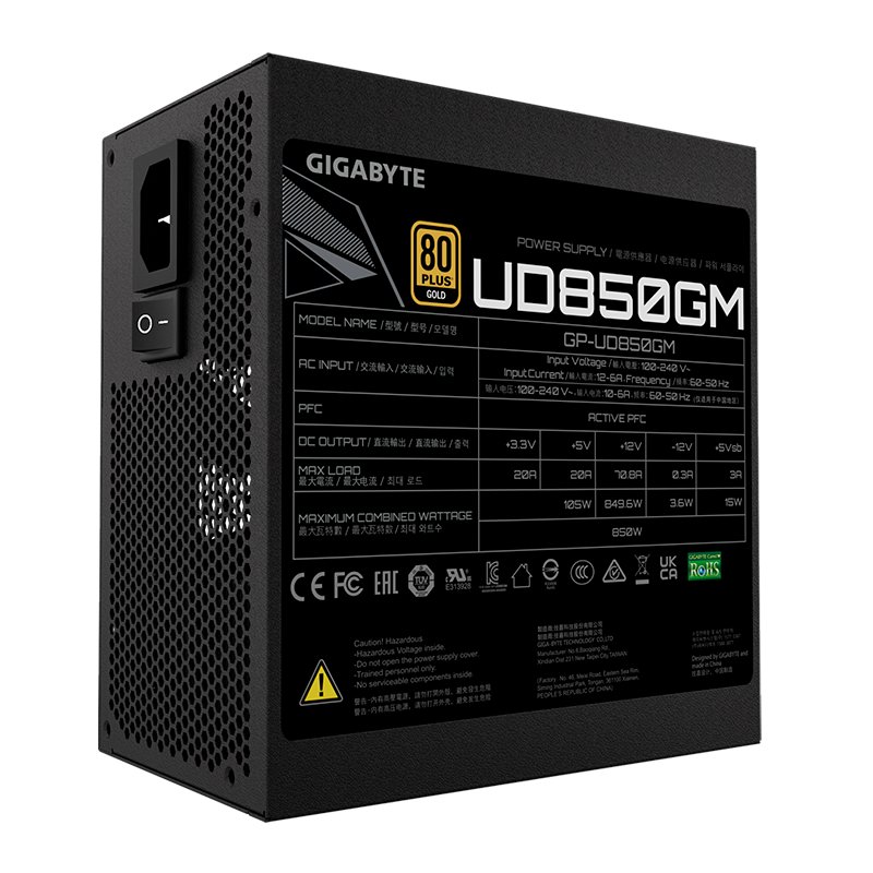 Fuente de Poder 850W Gigabyte UD850GM 80-PLUS GOLD Modular