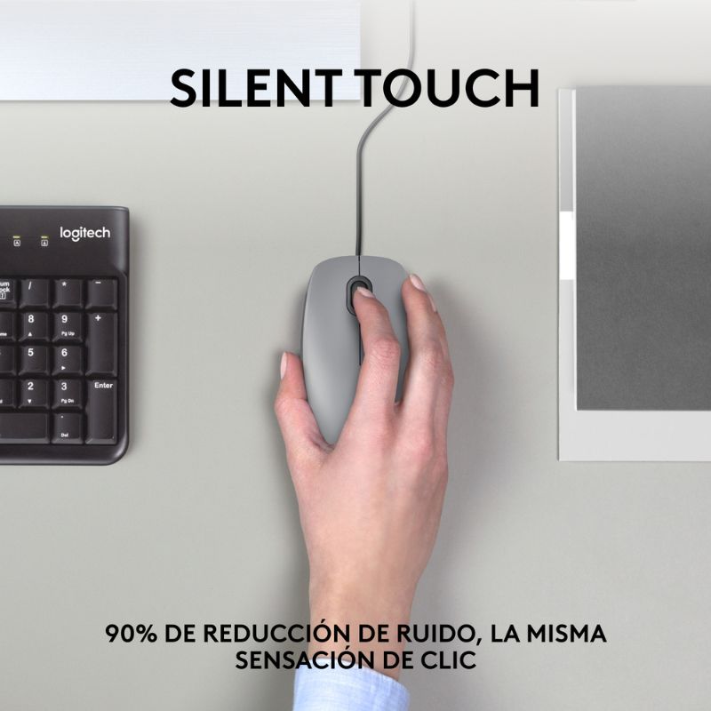 Mouse Alámbrico Logitech M110 Silent Gris