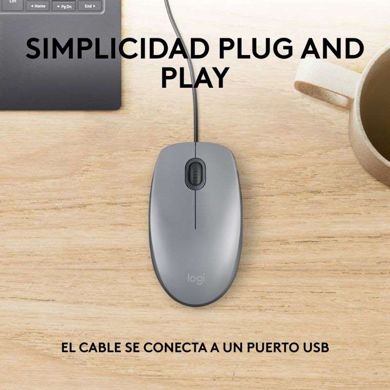 Mouse Alámbrico Logitech M110 Silent Gris