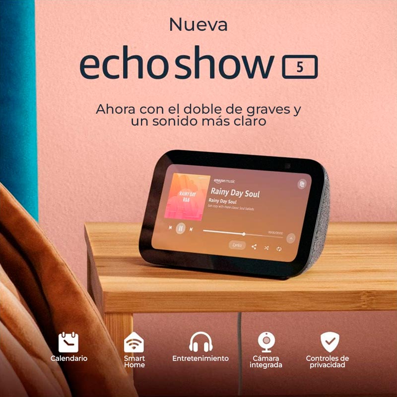 Pantalla Inteligente Amazon Echo Show 5 (3th gen) Cloud negro con Alexa