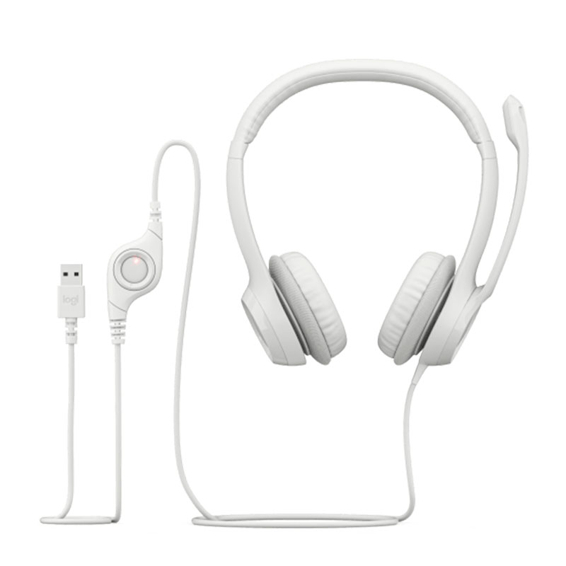 Audifonos tipo Headset Logitech H390 USB con Micrófono Blanco