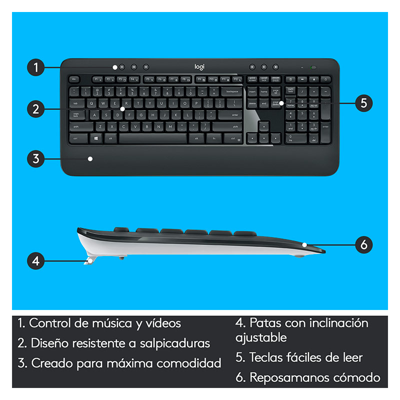 Teclado y Mouse Inalámbrico Logitech MK540 Advanced Negro Español