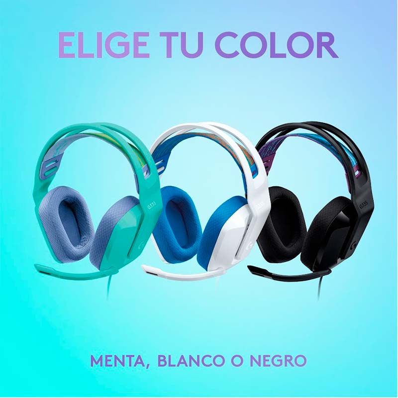 Audífonos tipo Headset Logitech G335 Lightspeed RGB Alámbricos Menta