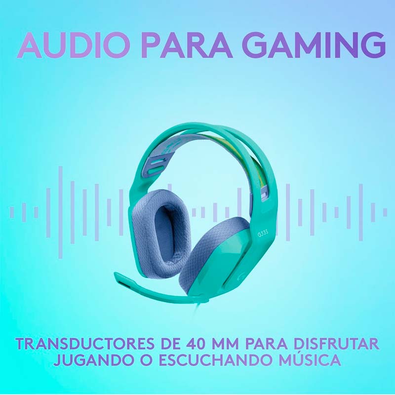 Audífonos tipo Headset Logitech G335 Lightspeed RGB Alámbricos Menta