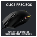 Mouse Óptico Gaming Logitech G203 LIGHTSYNC Negro 8000DPI 6 Botones