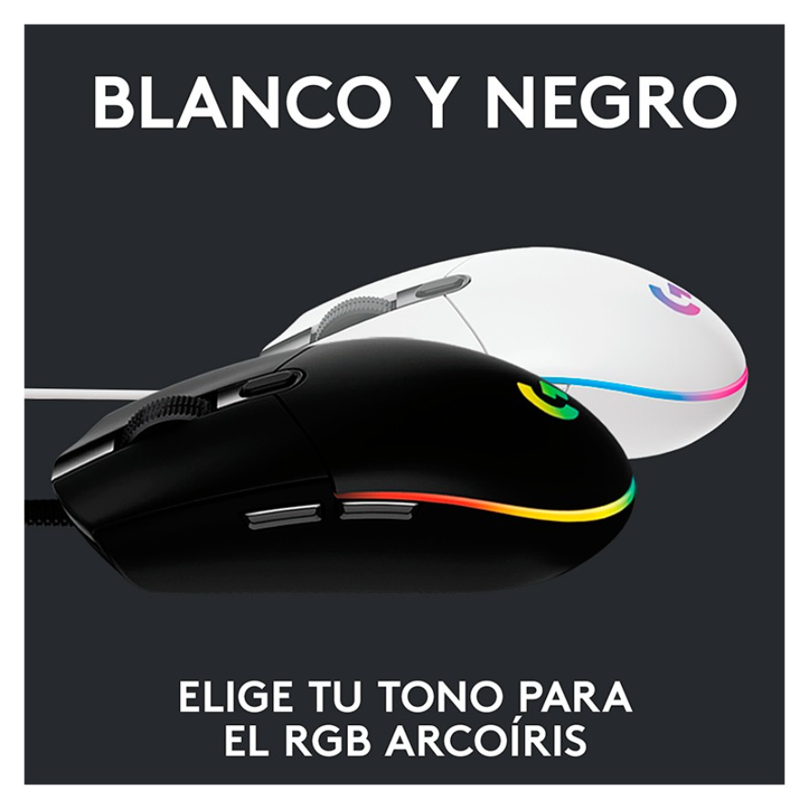 Mouse Óptico Gaming Logitech G203 LIGHTSYNC Negro 8000DPI 6 Botones