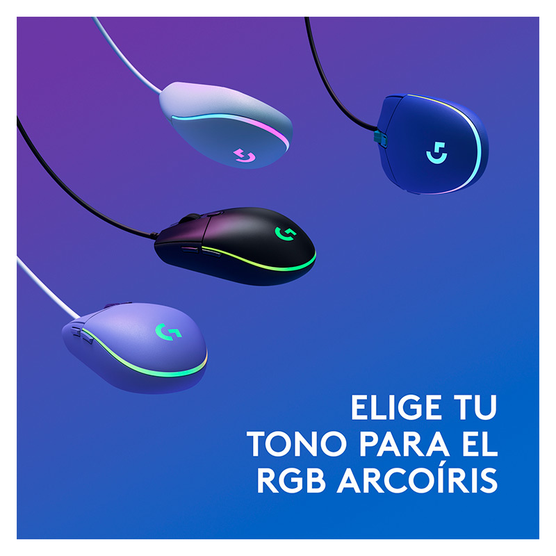 Mouse Óptico Gaming Logitech G203 LIGHTSYNC Lila 8000DPI 6 Botones