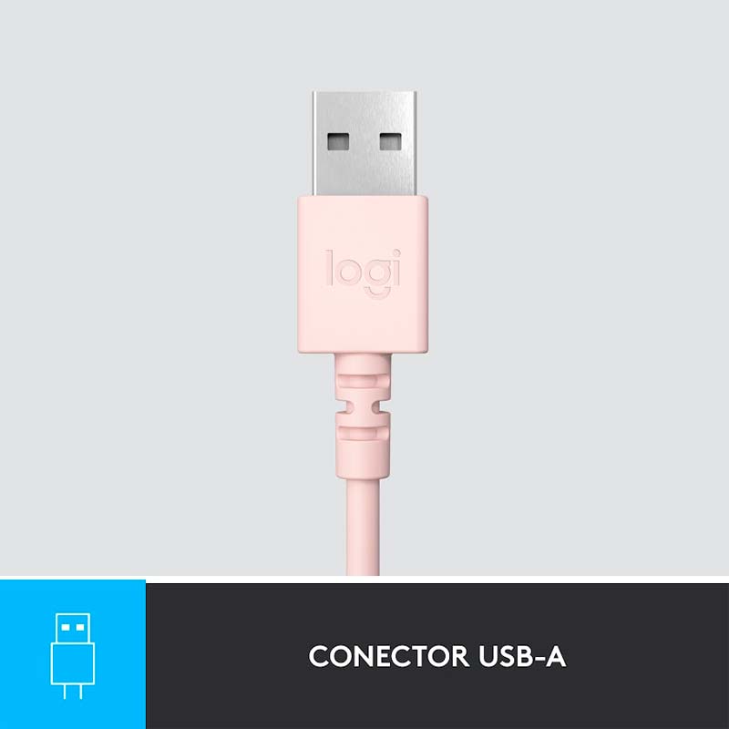 Audífonos Tipo Headset Logitech H390 USB con Micrófono Rosado