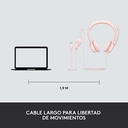 Audífonos Tipo Headset Logitech H390 USB con Micrófono Rosado