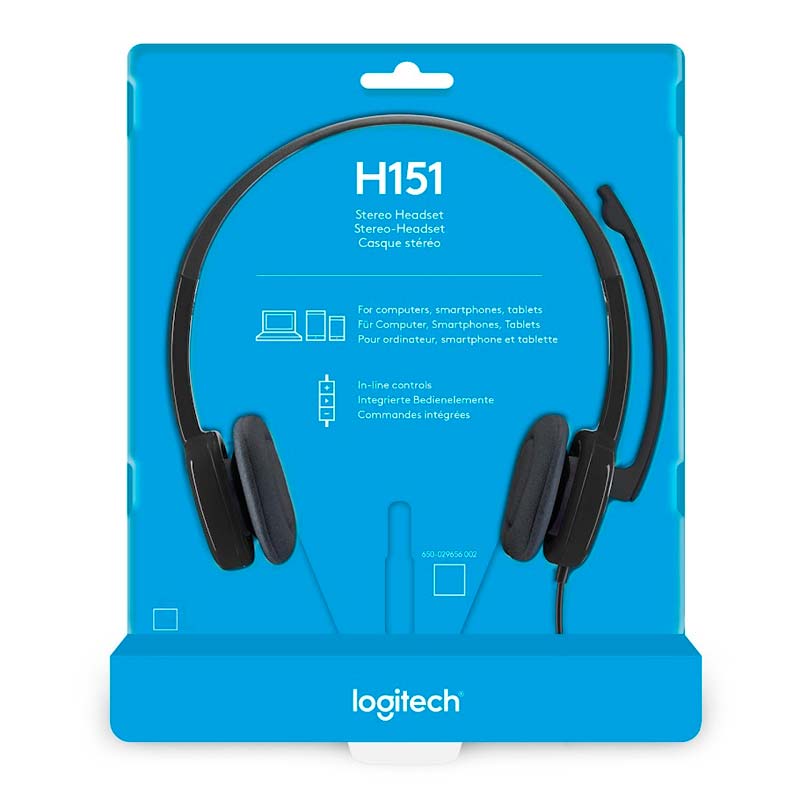 Audífonos tipo Headset Logitech H151 3.5mm con Micrófono Negros