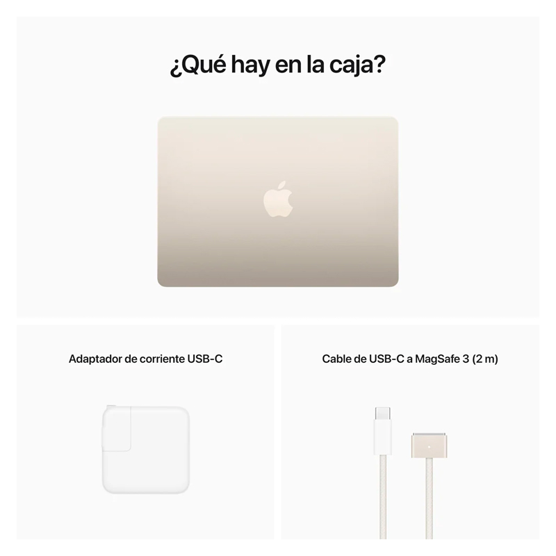 Apple MacBook Air 13" Retina Chip M2 8GB RAM 256GB SSD Starlight Teclado Inglés