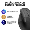 Mouse Logitech LIFT Ergonomico Inalambrico Bluetooth  + USB DPI4000 Negro