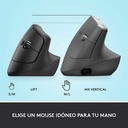 Mouse Logitech LIFT Ergonomico Inalambrico Bluetooth  + USB DPI4000 Negro