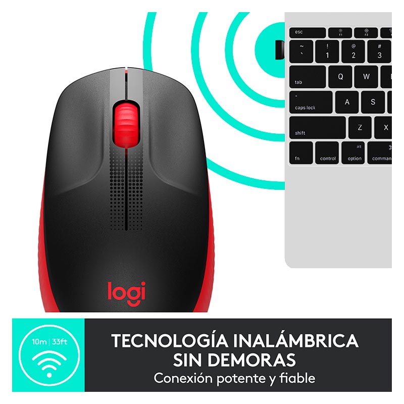 Mouse Inalámbrico Logitech M190 1000DPI Negro/Rojo