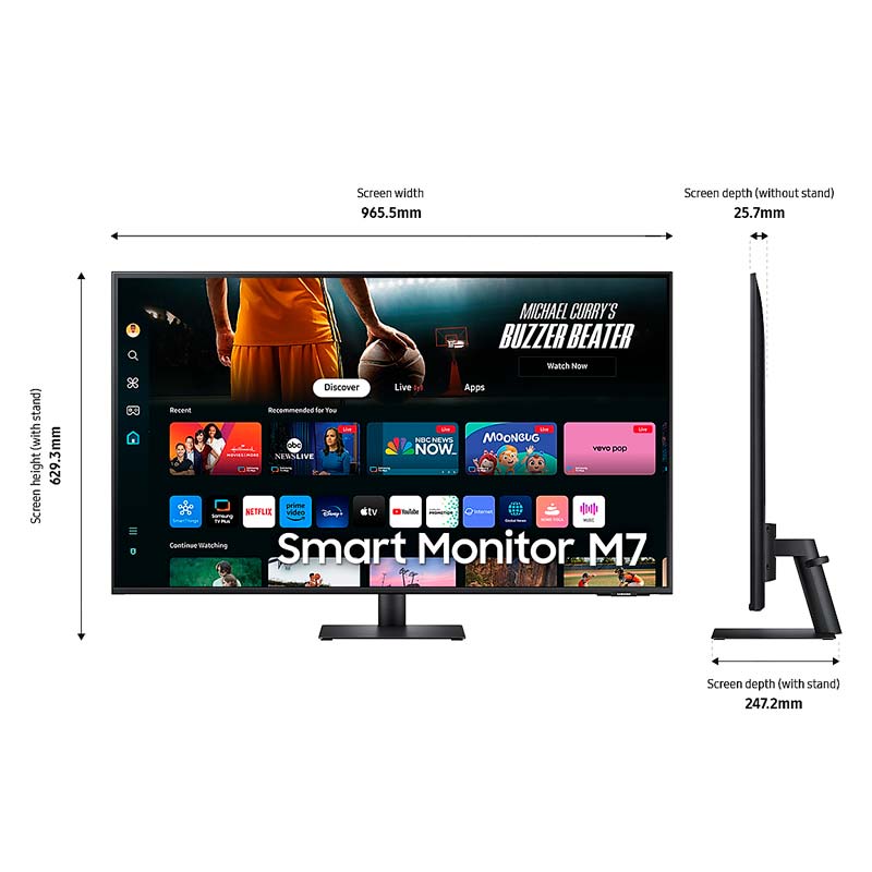 Monitor 43" Samgun Inteligente M7 M70D 4K UHD 3840x2160 60Hz HDMI