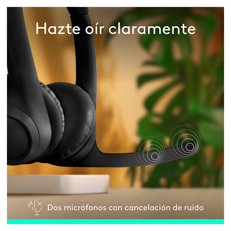 Audífonos Tipo Headset Logitech Zone 300 Inalámbricos con Micrófono Negro