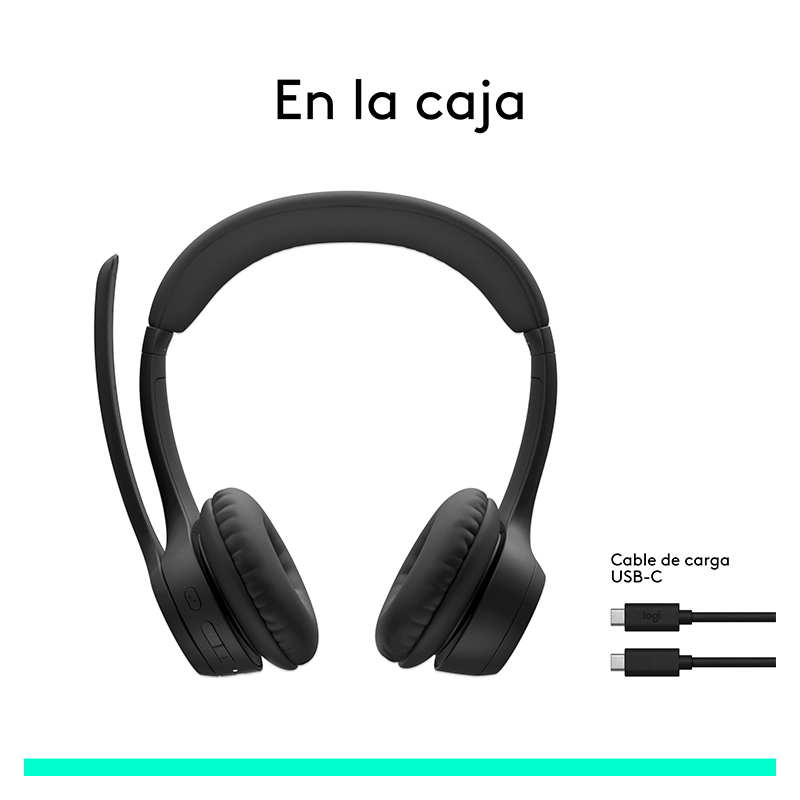 Audífonos Tipo Headset Logitech Zone 300 Inalámbricos con Micrófono Negro