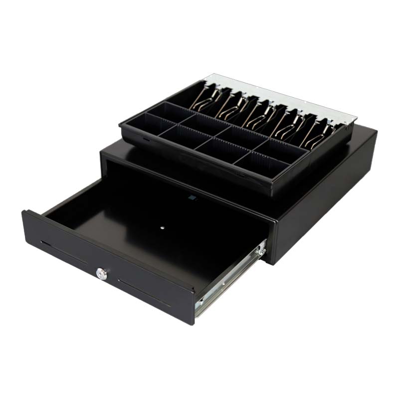 Cash Drawer AON CDK-58 para Billetes y Monedas Negro