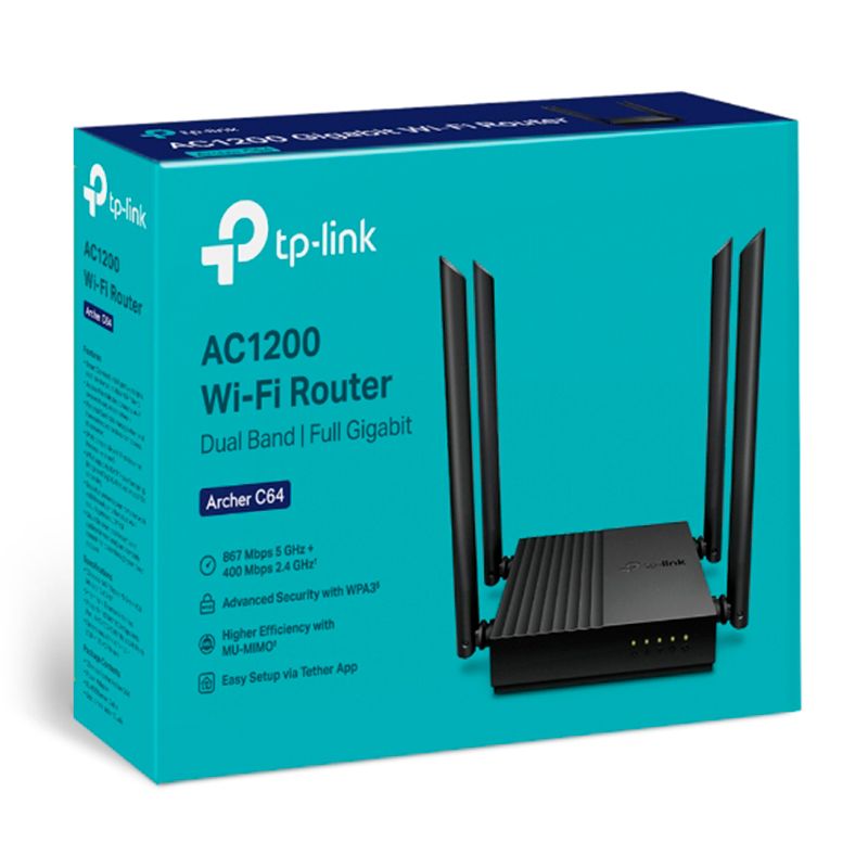 Router TP-Link Archer C64 AC1200 Doble Banda 4 antenas