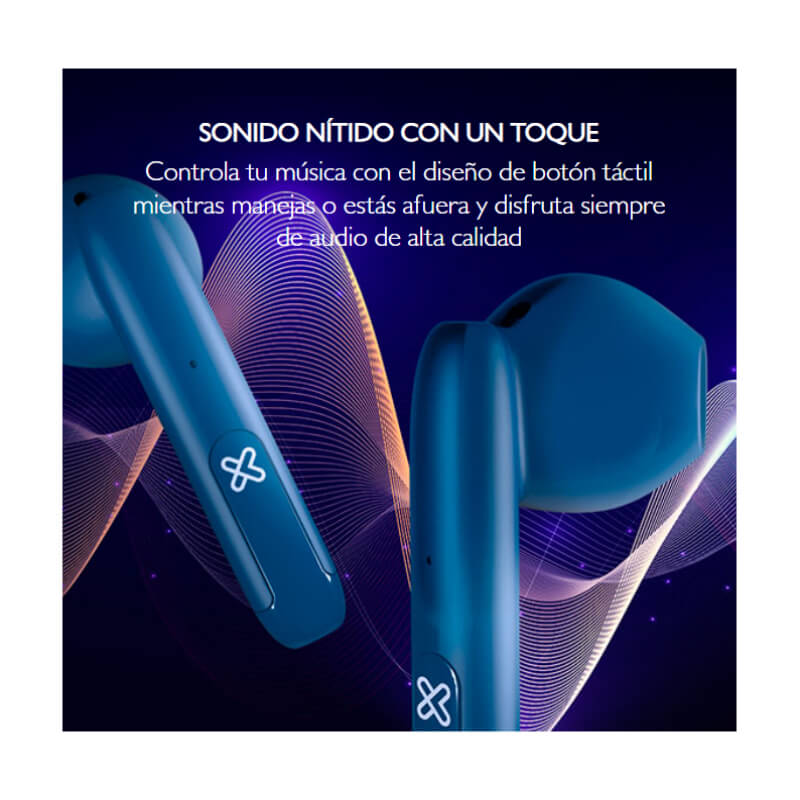 Audífonos Klip Xtreme Bluetooth In-ear Twintouch Touch con Micrófono Azul