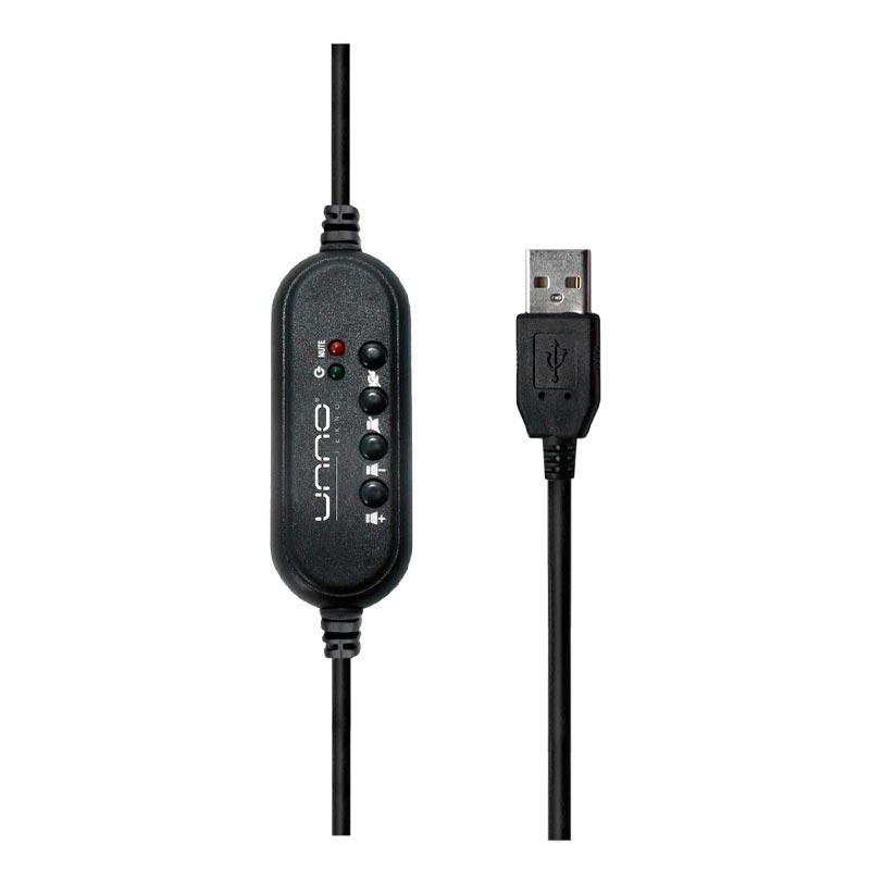 Audífonos Tipo Headset UnnoTekno USB  Ace5 Con Micrófono Negro