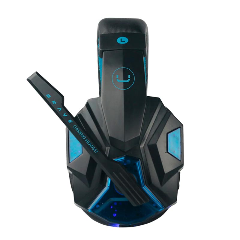 Audífonos Tipo Headset UnnoTekno USB  Brave con Micrófono Negro-Azul