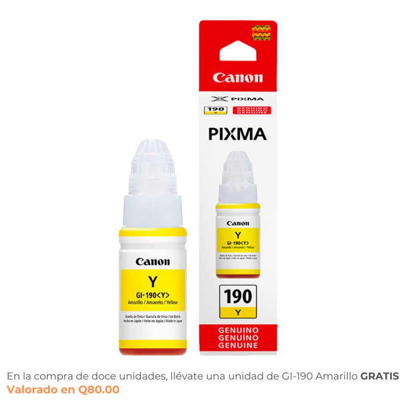 Botella de Tinta Canon GI-190Y Amarillo 70ml