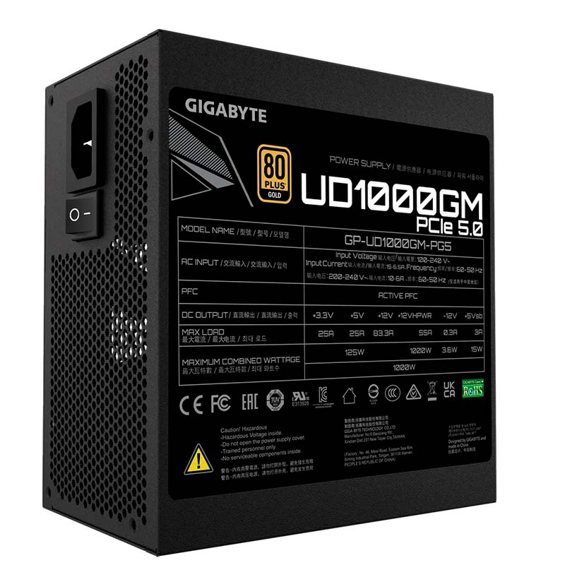 Fuente De Poder 1000W Gigabyte UD1000GM PG5 80 Plus Oro