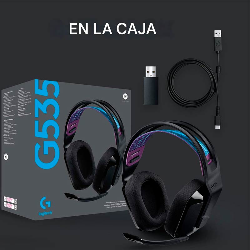 Audifonos tipo Headset Logitech G535 Lightspeed USB 3.5mm con Micrófono Negro