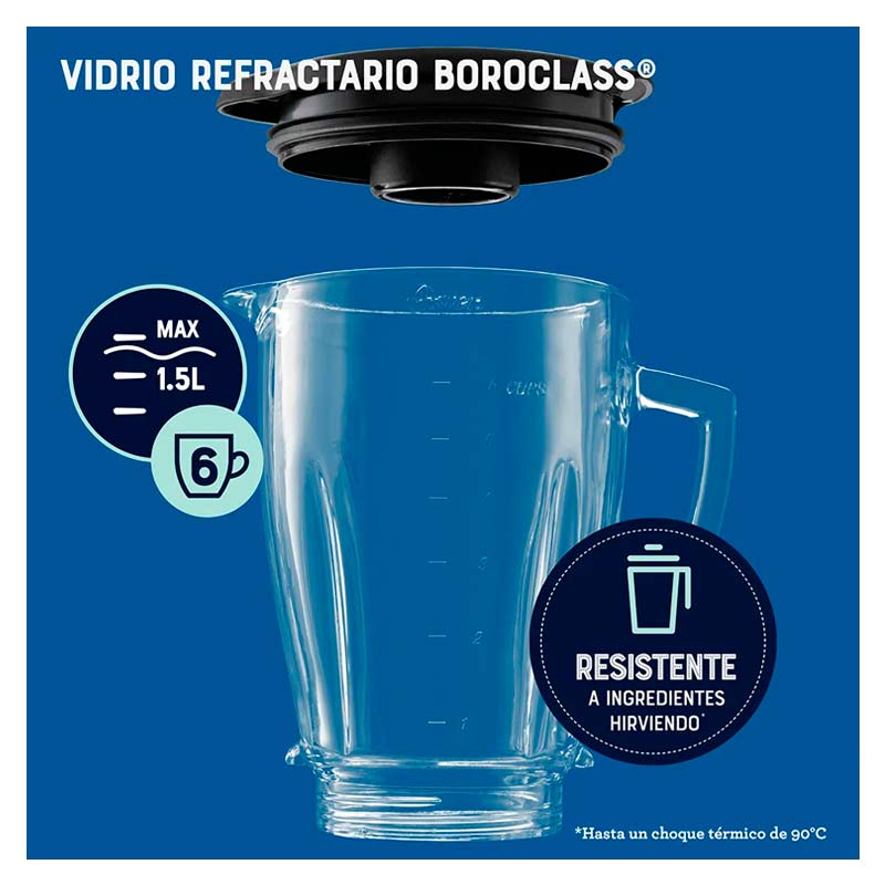 Licuadora Oster clásica BLSTBPST 1 Velocidades Jarra de Vidrio 1.5 Lt Negro 1000 W