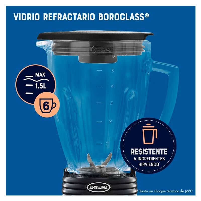 Licuadora Oster Clásica Reversible 1 Velocidad Jarra de Vidrio 1.5L 1000W