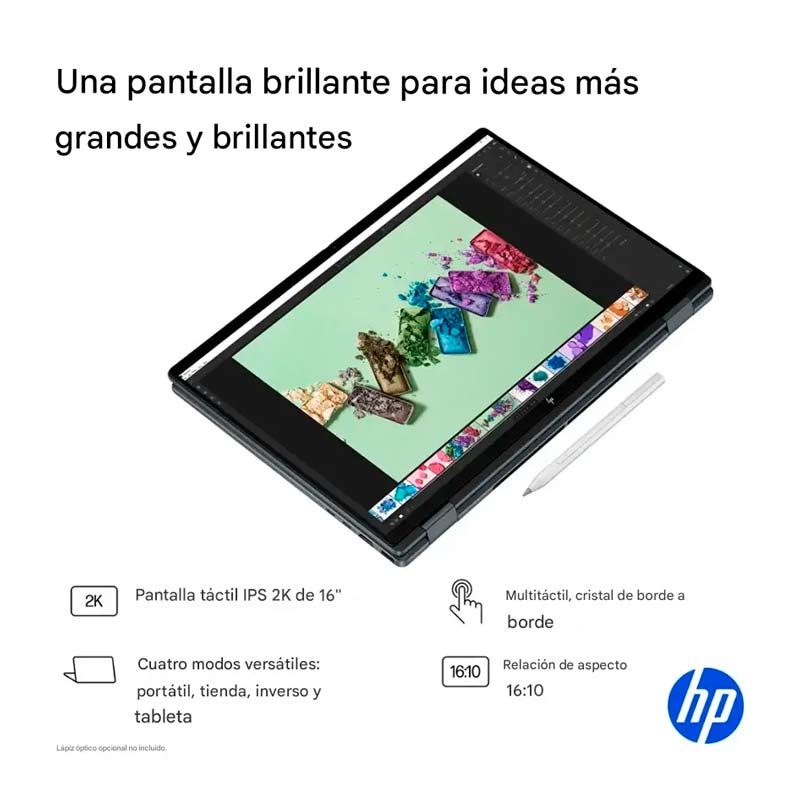 Laptop HP OmniBook X FLIP 2 en 1 16" Touch 2K Intel Core Ultra 7 255U 16GB RAM 1TB SSD W11 Home Gris Teclado Ingles