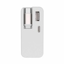 Cargador de Pared Unno Tekno PW5072WT GaN Cable Retráctil 65W USB-A/C Blanco