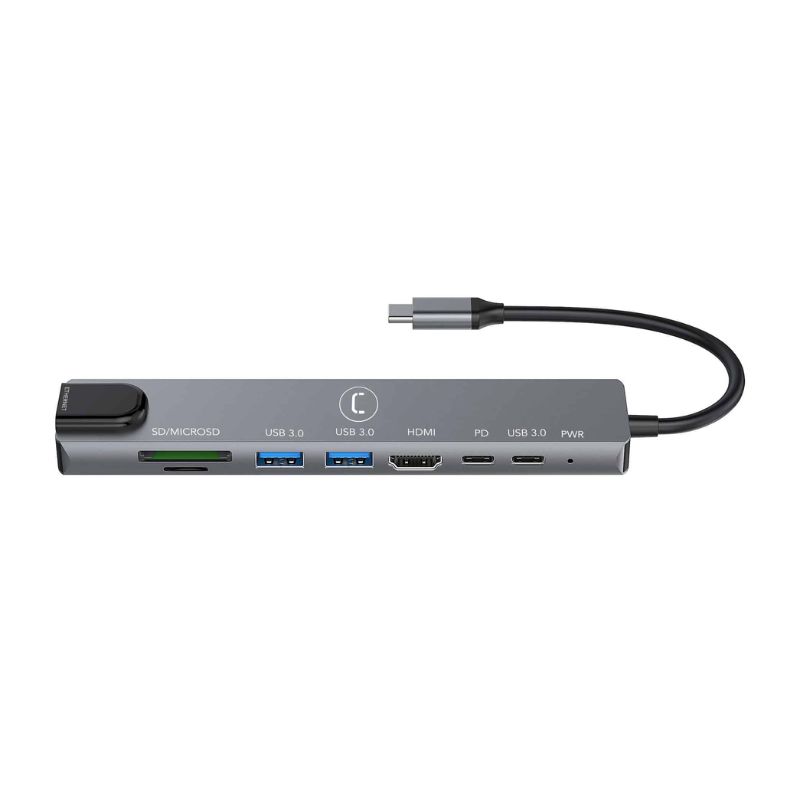 Hub Unno Tekno 8 Puertos HB1109GY USB-C Gris