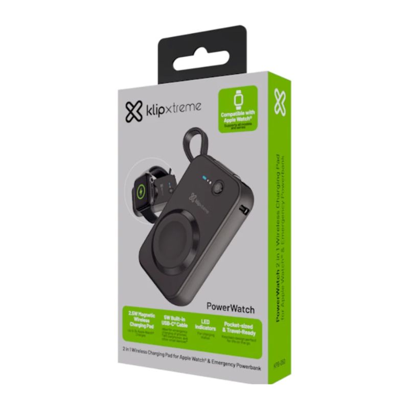 PowerBank Klip Xtreme KPB-050 2000mAh Negro Inalambrico/USB-C