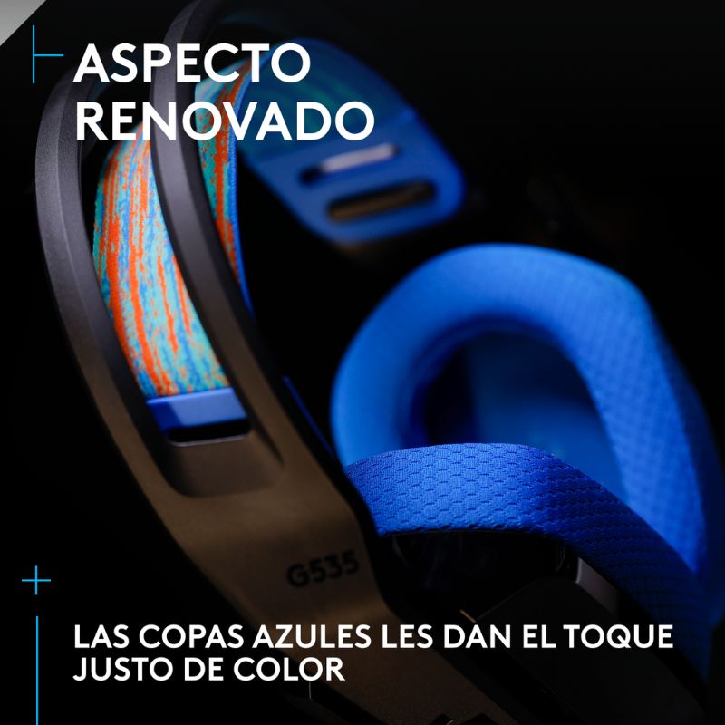 Audífonos Tipo Headset Logitech G535 Inalámbricos PC/PS Negro Azul