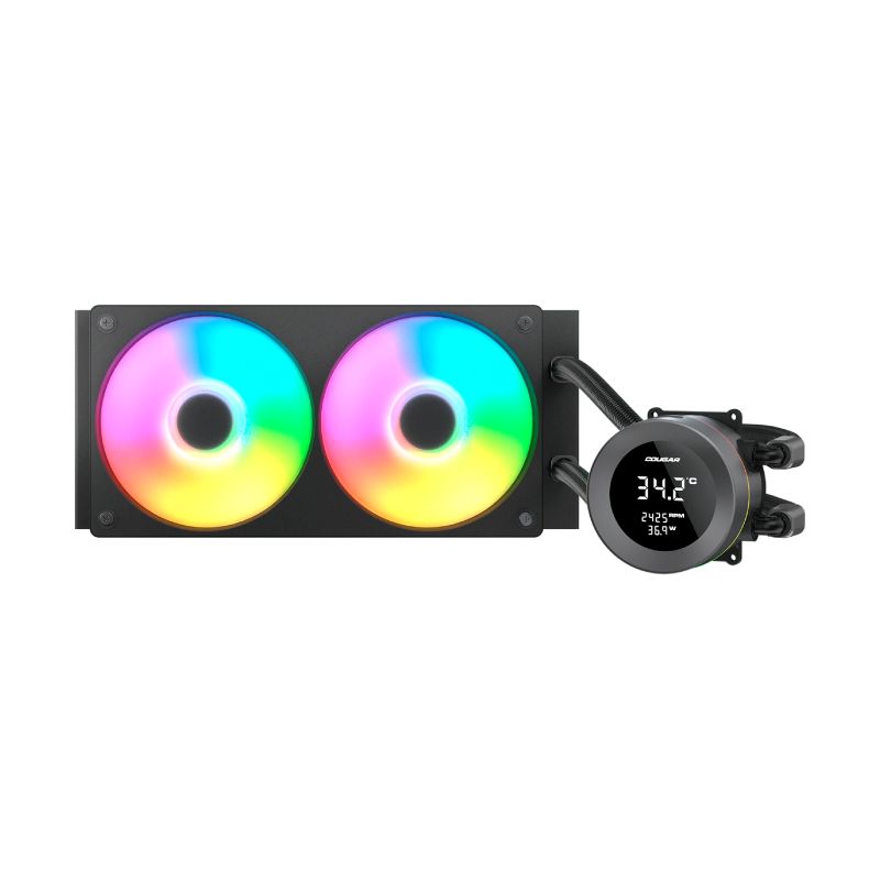 Enfriador líquido 240 mm Cougar Poseidon Vistek ARGB con display LCD IPS 1.9" digital negro