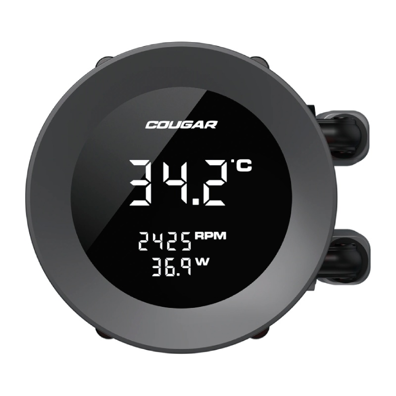 Enfriador líquido 240 mm Cougar Poseidon Vistek ARGB con display LCD IPS 1.9" digital negro