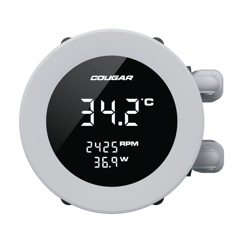 Enfriador líquido 240 mm Cougar Poseidon Vistek ARGB con display LCD IPS 1.9" digital blanco