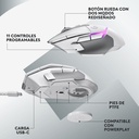 Mouse Alámbrico Logitech G502 X Gaming 25.600DPI Blanco
