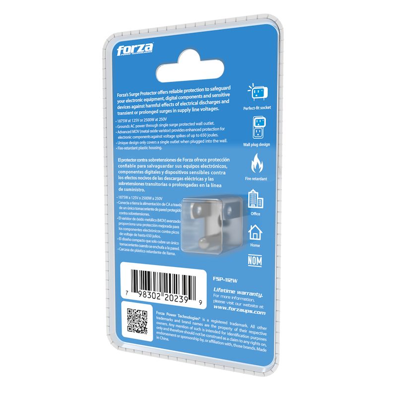 Protector de Sobretensión Forza FSP-112W 1 Toma Blanco
