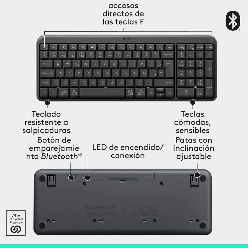 Teclado y Mouse Inalámbrico Logitech MK250 Bluetooth Negro Español 