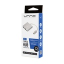 Adaptador Unno Tekno 3 puertos modelo HB1101SV USB-C a HDMI, USB , USB C Plateado